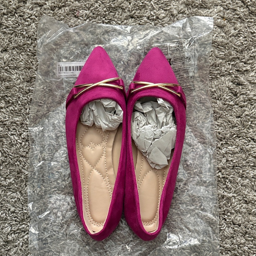SHEIN Fuchsia Flats with Gold Accent
